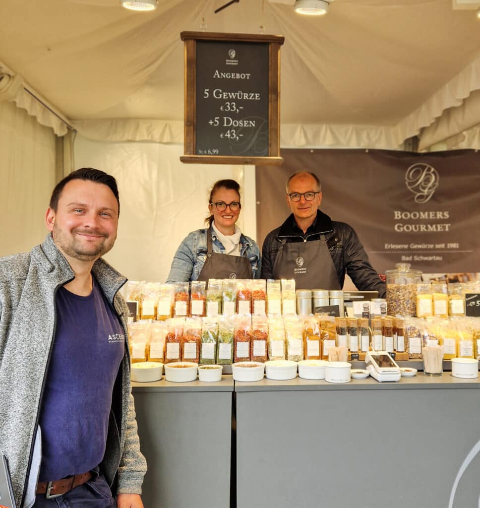 Stand d'épices de Boomers Gourmet qu'Ascend a alimenté en wifi lors de la Landpartie Lembeck.