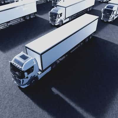 Fleet of new heavy Trucks transportation shippin