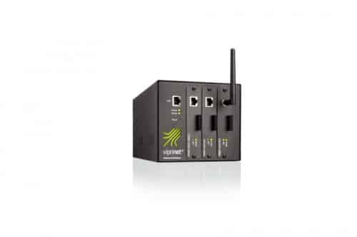 На картинке изображен Ascend Multichannel VPN Router 300 - мощный маршрутизатор для объединения интернет-соединений и настройки VPN-соединений. Маршрутизатор помещен в черный корпус и расположен на белом фоне. Устройство имеет несколько разъемов для подключения Ethernet-кабелей и SIM-карт, поэтому может использовать несколько интернет-соединений одновременно. Многоканальный VPN Router 300 особенно полезен для использования в компаниях и организациях с несколькими местоположениями, где требуется безопасное и надежное соединение. Маршрутизатор обеспечивает высокую доступность и может использоваться в качестве VPN-шлюза для создания безопасного соединения между различными точками. Маршрутизатор прост в настройке и обладает широкими функциями для управления сетевыми подключениями и VPN.