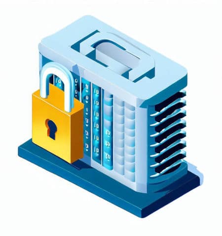 Server with a lock representing ASCEND Data Protection