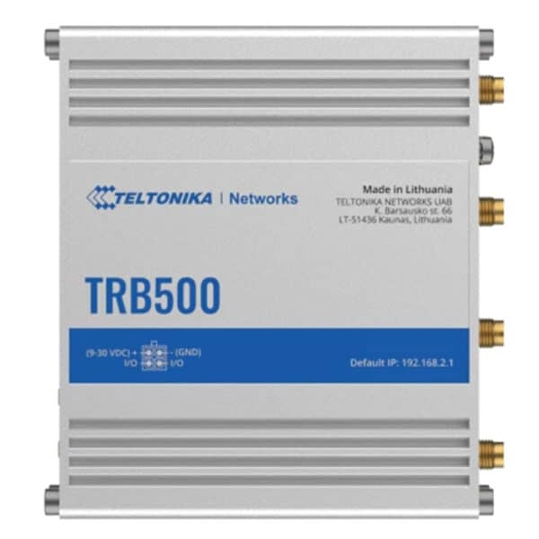Vista frontale del router industriale Teltonika TRB500