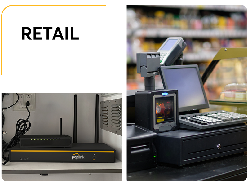 Network router and POS system in retail.