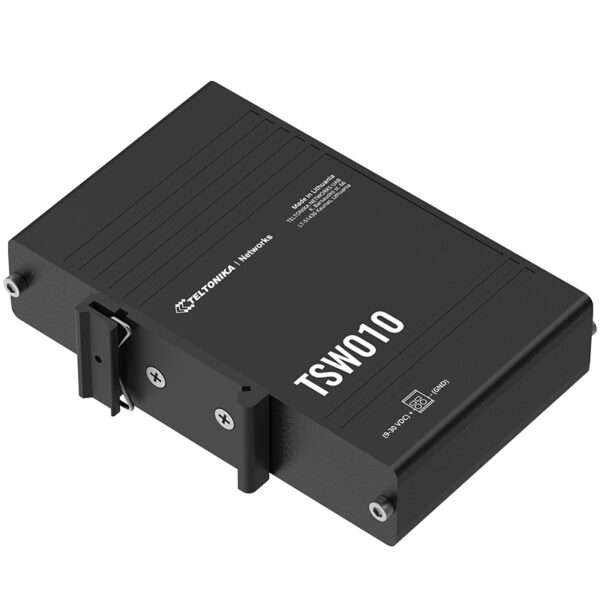 Schwarzer Ethernet-Switch TSW010 von Teltonika Networks.