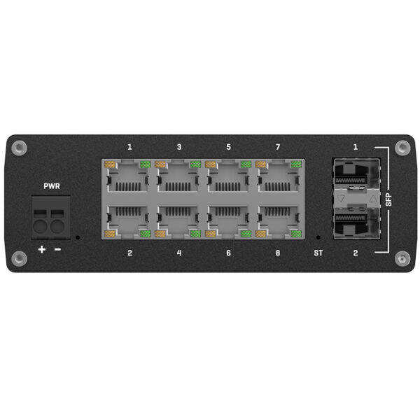Netzwerk-Switch mit Ethernet-Ports und Stromanschluss