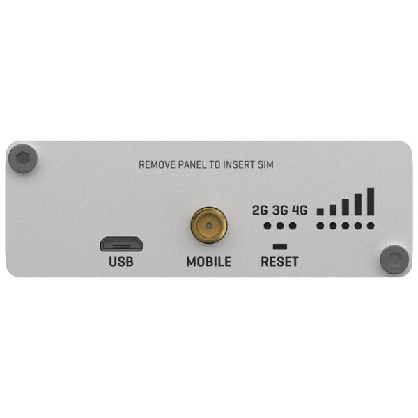 Pannello del router mobile con porta USB e slot per scheda SIM