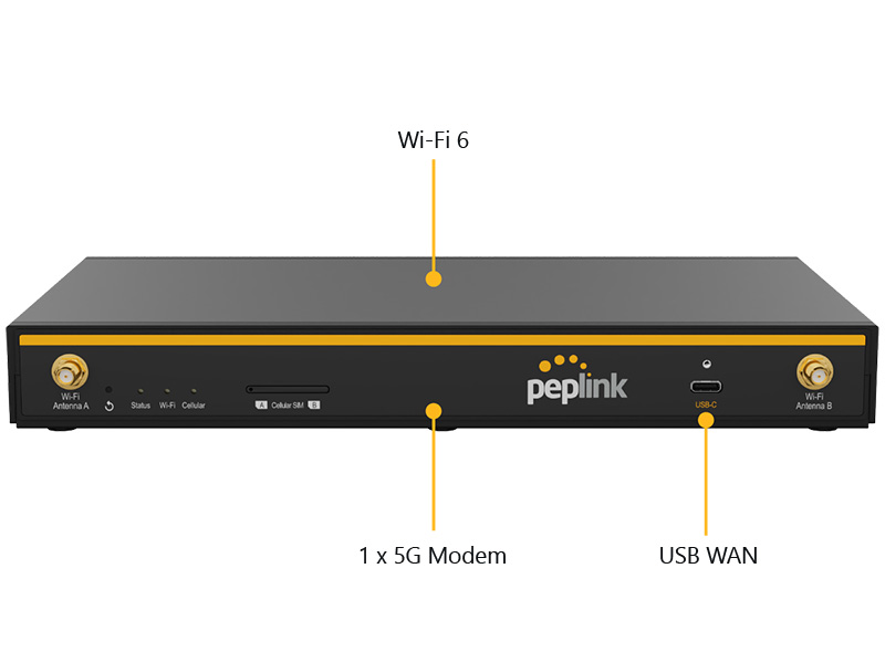 Peplink Router mit Wi-Fi 6 und 5G-Modem.