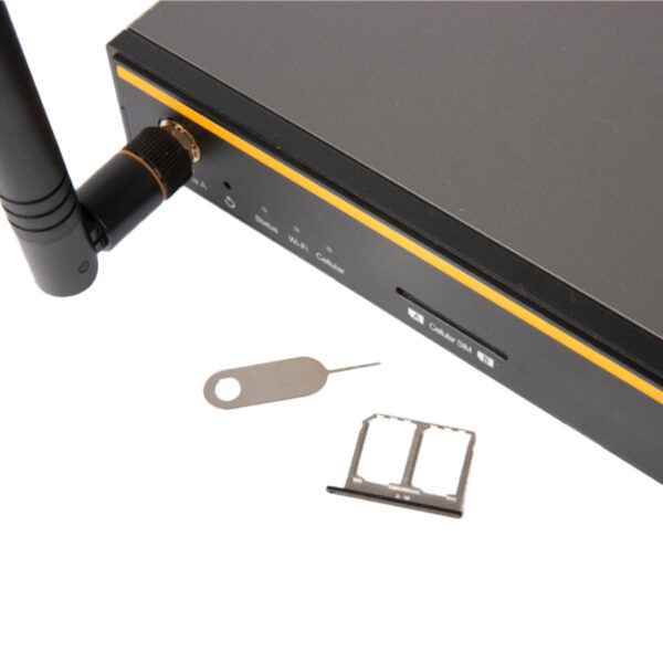Router with antenna and SIM card slot