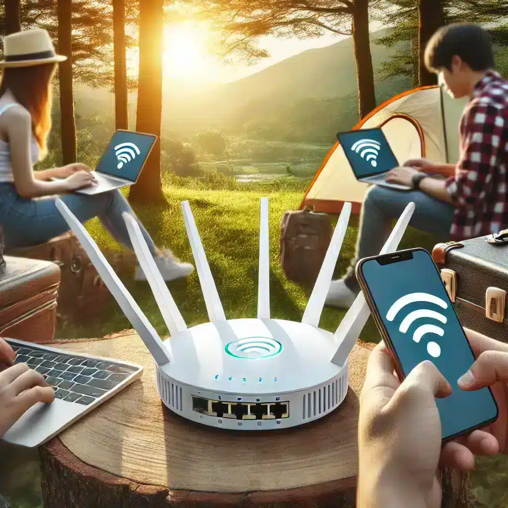 Camping with WLAN router outdoors