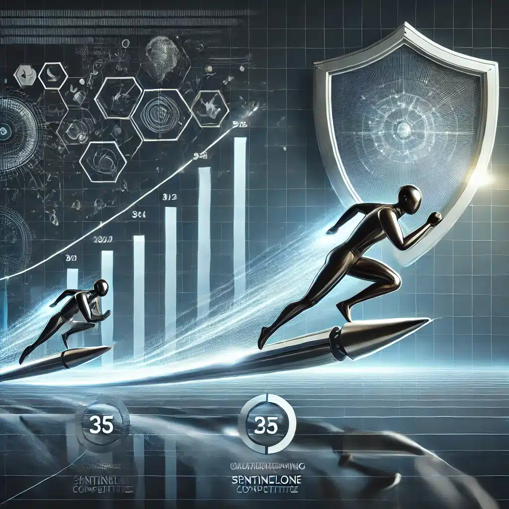 Visualisation d'une course avec SentinelOne surpassant la concurrence