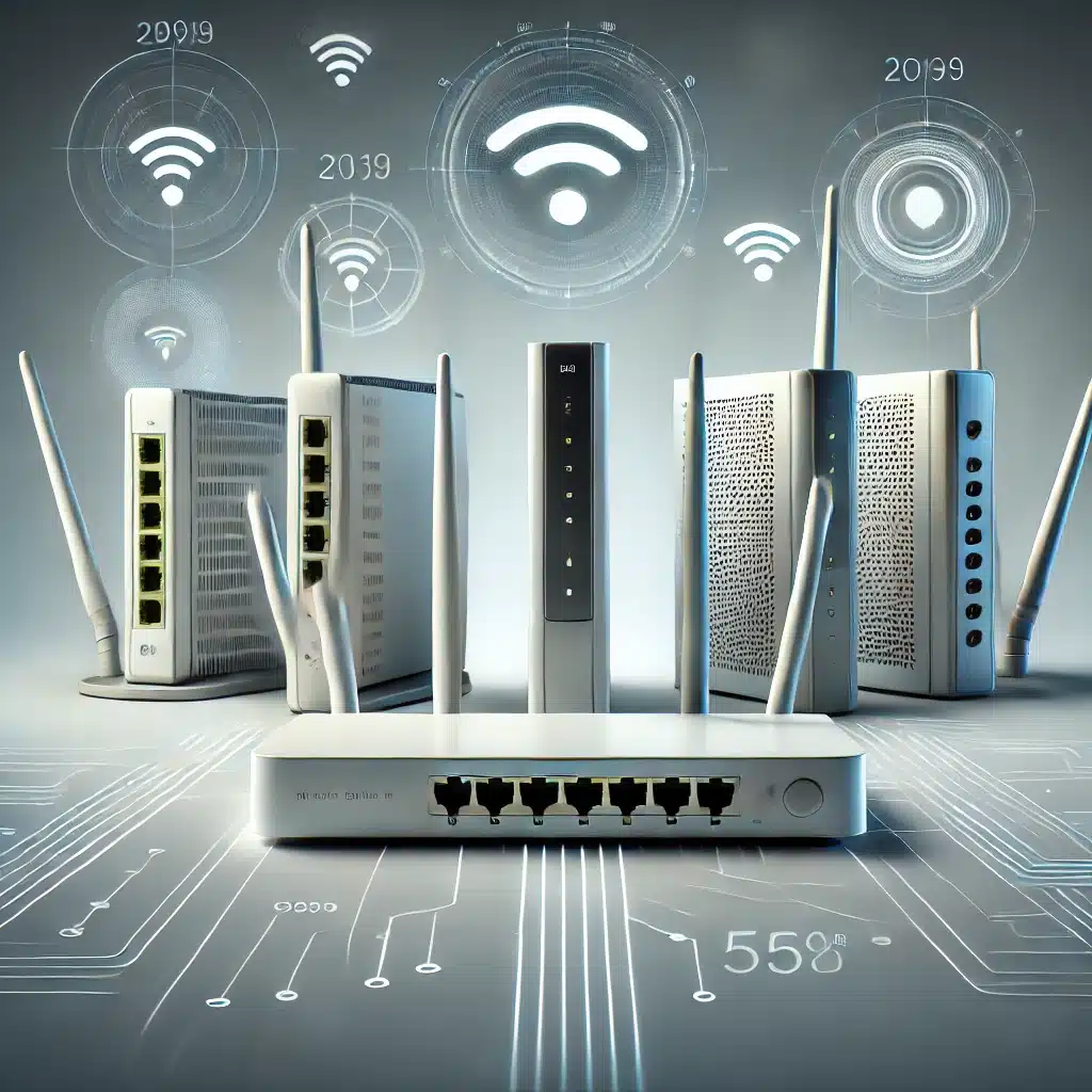 Visualizzazione dello sviluppo degli standard WLAN con router moderni e meno recenti.