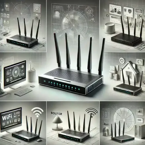 Varios routers WLAN de diferentes modelos y funciones.