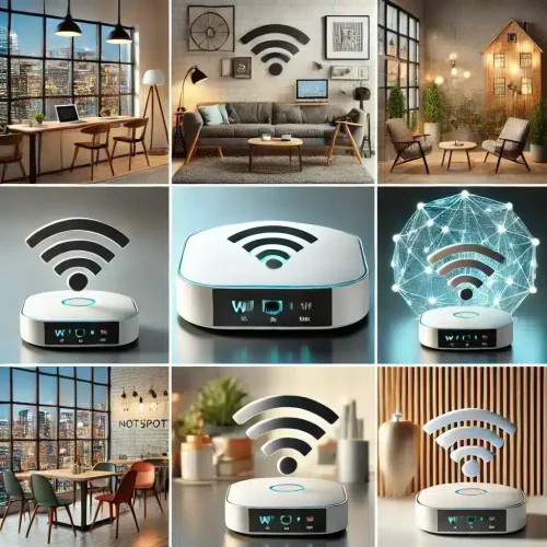 routeurs WLAN dans différents espaces intérieurs.